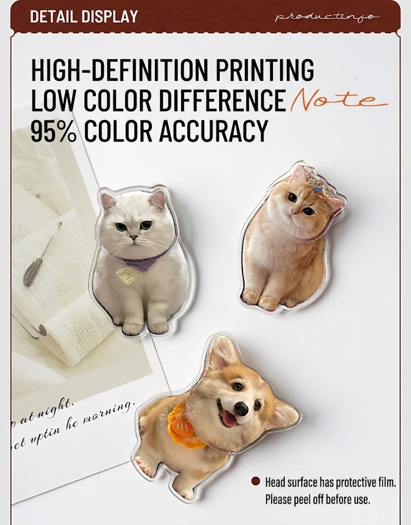 Custom Pet Photo Spinning Fridge Magnet | Personalized Acrylic Cat & Dog Rotating Decor