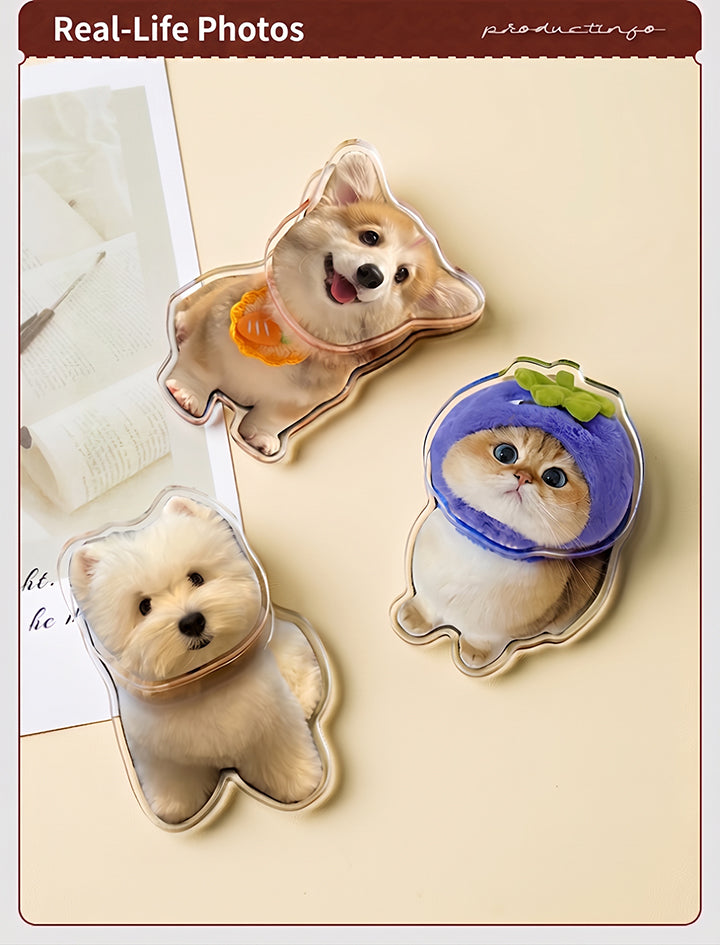 Custom Pet Photo Spinning Fridge Magnet | Personalized Acrylic Cat & Dog Rotating Decor