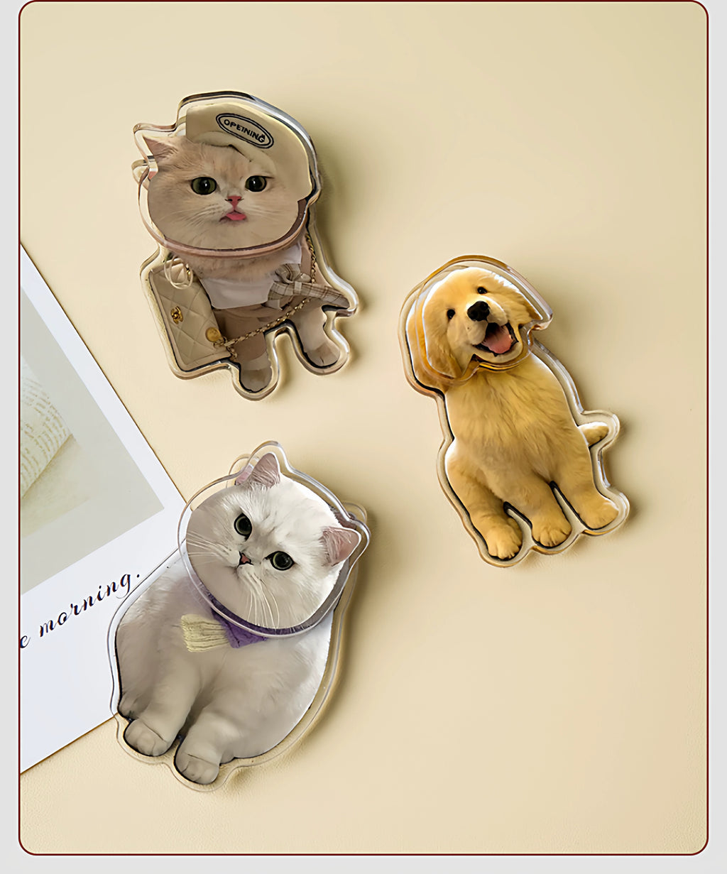 Custom Pet Photo Spinning Fridge Magnet | Personalized Acrylic Cat & Dog Rotating Decor